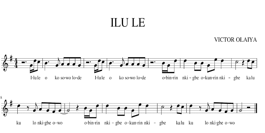 Example 5. Musical score of Victor Olaiya “Ilu Le” (source by author)