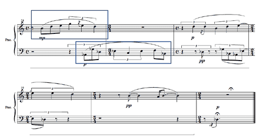 Example 1.7. Disintegration movement IV, mm. 24- 29