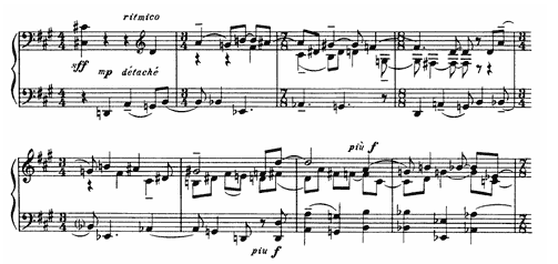 Example 2.22. Cross-accented counterpoint at Episode 2, mm. 169-176.