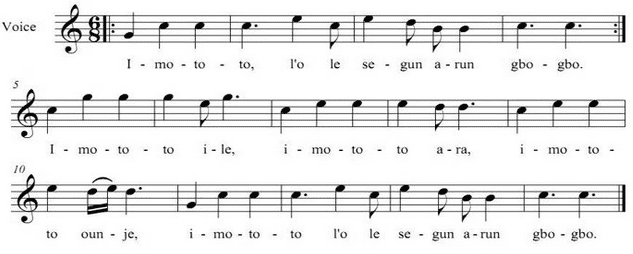 Example 5. Score of Ì mó tó tó