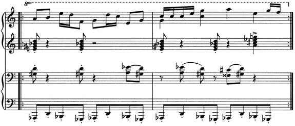 Example 5. “Junction +4”, measures 33-34