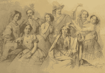 Engraving: Ballet artists of the Warsaw stage, 1853
